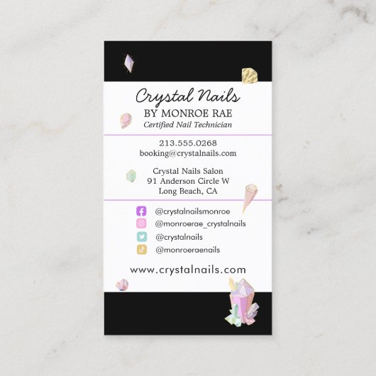 Nail Technicier Salon Artist Crystal Holographic  Visitekaartje (Achterkant)