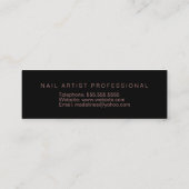 Nail Technicier Salon Artist Roos Gold Black Mini Visitekaartje (Achterkant)