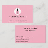 Nail Technicier Salon Pink & Black Poolse fles Visitekaartje (Voorkant / Achterkant)