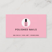 Nail Technicier Salon Pink & Black Poolse fles Visitekaartje (Voorkant)