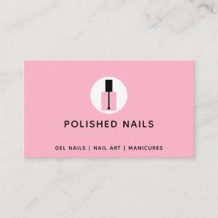 Nail Technicier Salon Pink & Black Poolse fles Visitekaartje