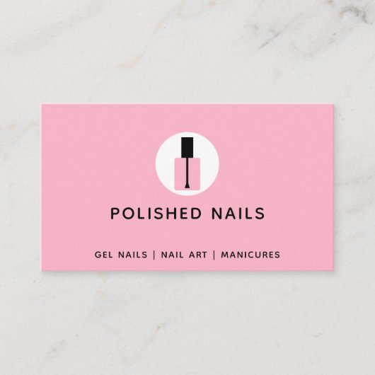 Nail Technicier Salon Pink & Black Poolse fles Visitekaartje (Voorkant)