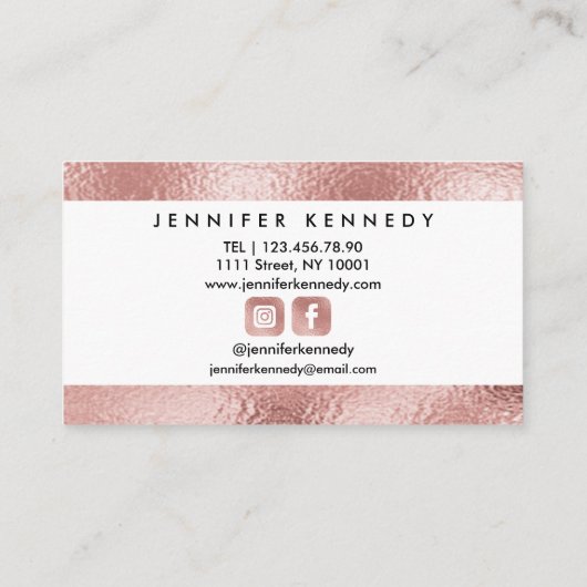 Nail Technicier Salon Roos Gold Metallic Elegant Visitekaartje (Achterkant)