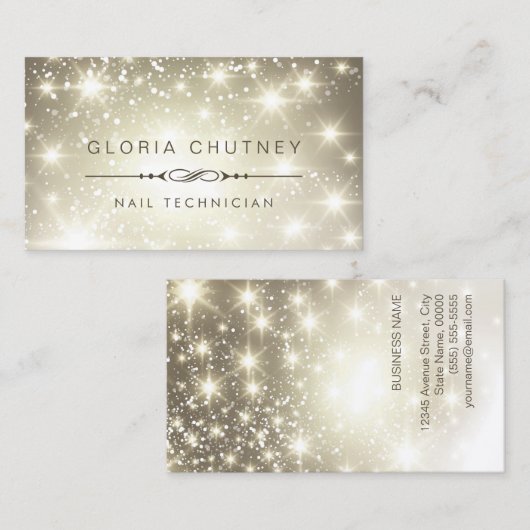 Nail Technicier - Sparking Bokeh Glitter Visitekaartje (Voorkant / Achterkant)