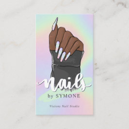 Nail-technicus Beauty Salon Pastel Holographic Bu Visitekaartje