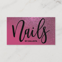 Nail Technicus Berry Pink Glitter Typografie Visitekaartje