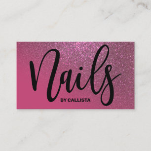 Nail Technicus Berry Pink Glitter Typografie Visitekaartje