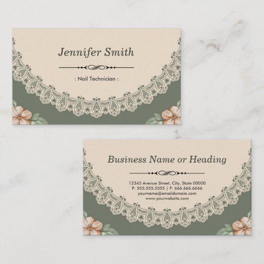 Nail Technicus - Chic Floral Visitekaartje (Voorkant / Achterkant)