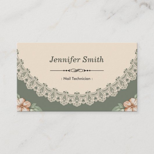 Nail Technicus -  Chic Floral Visitekaartje (Voorkant)