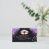 Nail Technicus Diamond Glitter Paars Nail Salon Visitekaartje (Staand voorkant)