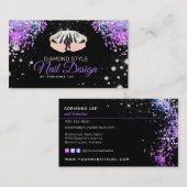 Nail Technicus Diamond Glitter Paars Nail Salon Visitekaartje (Voorkant / Achterkant)
