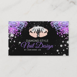 Nail Technicus Diamond Glitter Paars Nail Salon Visitekaartje