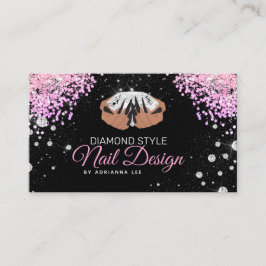 Nail-technicus Diamond Glitter Pink & Black Salon Visitekaartje