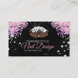 Nail-technicus Diamond Glitter Pink & Black Salon Visitekaartje