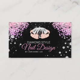 Nail-technicus Diamond Glitter Pink & Black Salon Visitekaartje