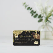 Nail-technicus die Gold Glitter-kredietstijl aanst Visitekaartje (Staand voorkant)