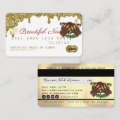 Nail-technicus die Gold Glitter-kredietstijl aanst Visitekaartje (Voorkant / Achterkant)