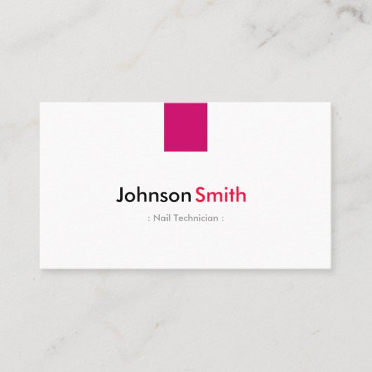 Nail-technicus - Eenvoudig Roos roze Visitekaartje (Voorkant)