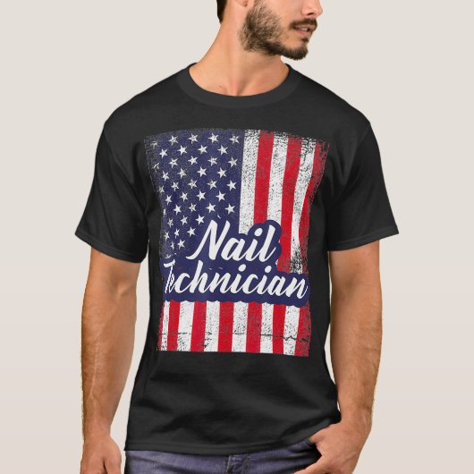 Nail-technicus Flag USA Tools Nail Tech Artist T-shirt (Voorkant)