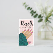 Nail-technicus Girly Pink Gold Hand Illustratie Visitekaartje (Staand voorkant)