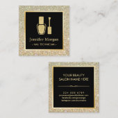 Nail Technicus Gold Glitter Poolse fles Vierkante Visitekaartje (Voorkant / Achterkant)