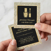 Nail Technicus Gold Glitter Poolse fles Vierkante Visitekaartje