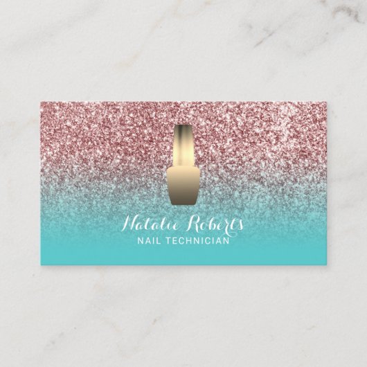 Nail-technicus Makeup Artist Roos Gold Blauwgroen Visitekaartje (Voorkant)