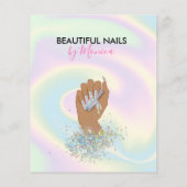 Nail Technicus Mani Salon Holografen Girly Modern Flyer (Achterkant)