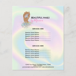 Nail Technicus Mani Salon Holografen Girly Modern Flyer