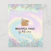 Nail Technicus Mani Salon Holografen Girly Modern Flyer (Achterkant)