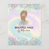 Nail Technicus Mani Salon Holografen Girly Modern Flyer (Achterkant)