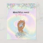 Nail Technicus Mani Salon Holografen Girly Modern Flyer (Achterkant)