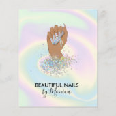 Nail Technicus Mani Salon Holografen Girly Modern Flyer (Achterkant)