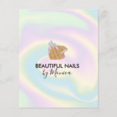Nail Technicus Mani Salon Holografen Girly Modern Flyer (Achterkant)