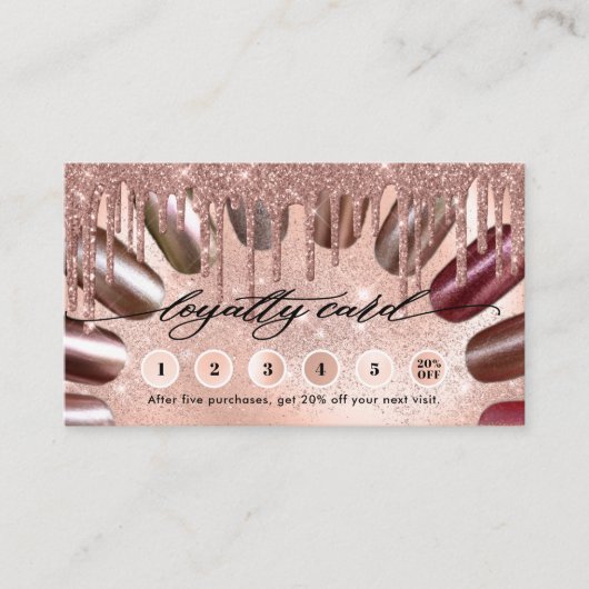 Nail-technicus Moderne Roos Gold Klantenkaartje (Voorkant)