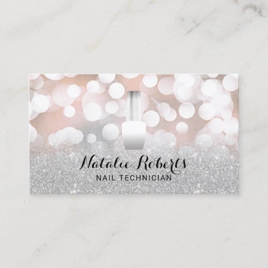 Nail Technicus Poolse schrijver Silver Salon Visitekaartje (Voorkant)