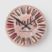 Nail-technicus Roos Gold-gepersonaliseerd Ronde Klok (Voorkant)