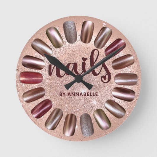 Nail-technicus Roos Gold-gepersonaliseerd Ronde Klok (Voorkant)