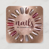 Nail-technicus Roos Gold Sparkly Vierkante Visitekaartje (Voorkant)