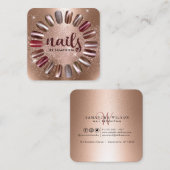Nail-technicus Roos Gold Sparkly Vierkante Visitekaartje (Voorkant / Achterkant)