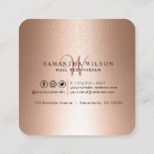 Nail-technicus Roos Gold Sparkly Vierkante Visitekaartje (Achterkant)