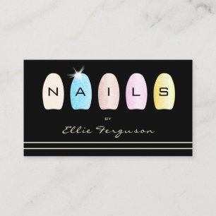 Nail-technicus Salon Glitter Minimalist Gold Visitekaartje