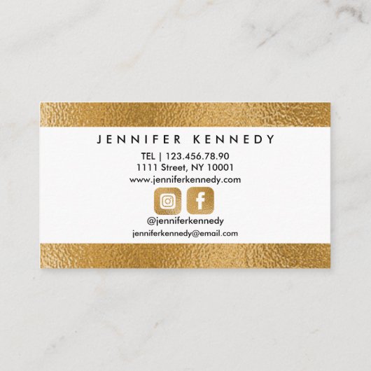 Nail Technicus Salon Gold Metallic Elegant Visitekaartje (Achterkant)