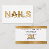Nail Technicus Salon Gold Metallic Elegant Visitekaartje (Voorkant / Achterkant)