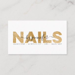 Nail Technicus Salon Gold Metallic Elegant Visitekaartje