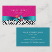 Nail-technicus - Trendy-roze Zebra afdrukken Visitekaartje (Voorkant / Achterkant)