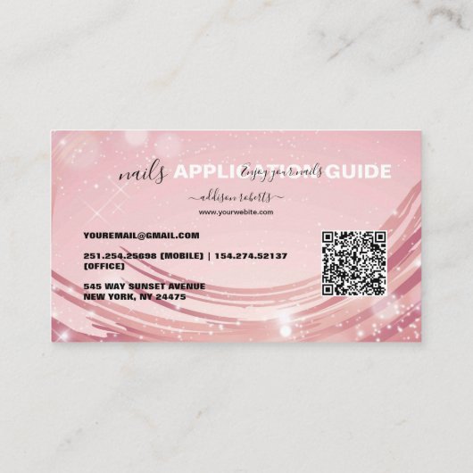 Nail-toepassingsgids voor moderne roze Gold Waterv Visitekaartje (Achterkant)