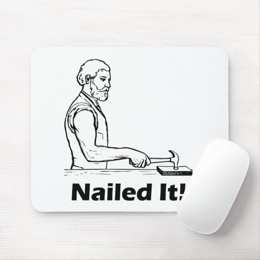 Nailed het! Hammer Tool Funny Humor Pun Muismat (Met muis)