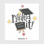 Nailed It Funky Tekst Pet 2024 Afstuderen Sticker (Vel)