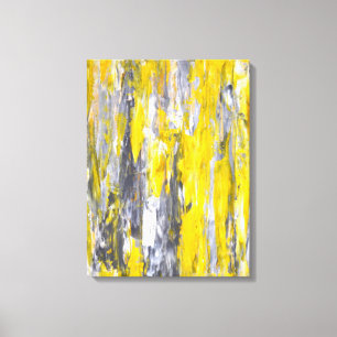 'Nailed it' Grijze en gele Abstracte kunst Canvas Afdruk